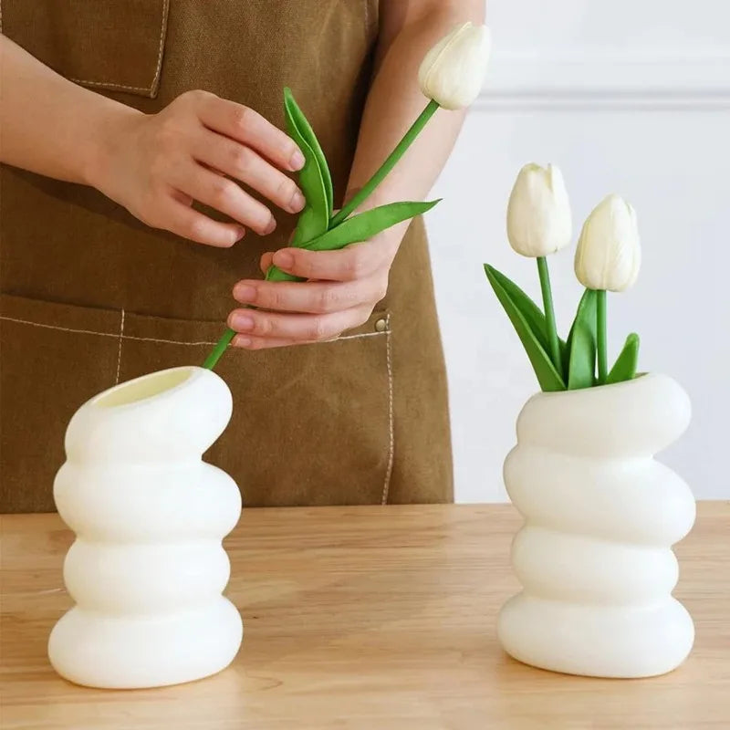 Florero Espiral Nórdico | Contenedor de Plástico para Arreglos Florales
