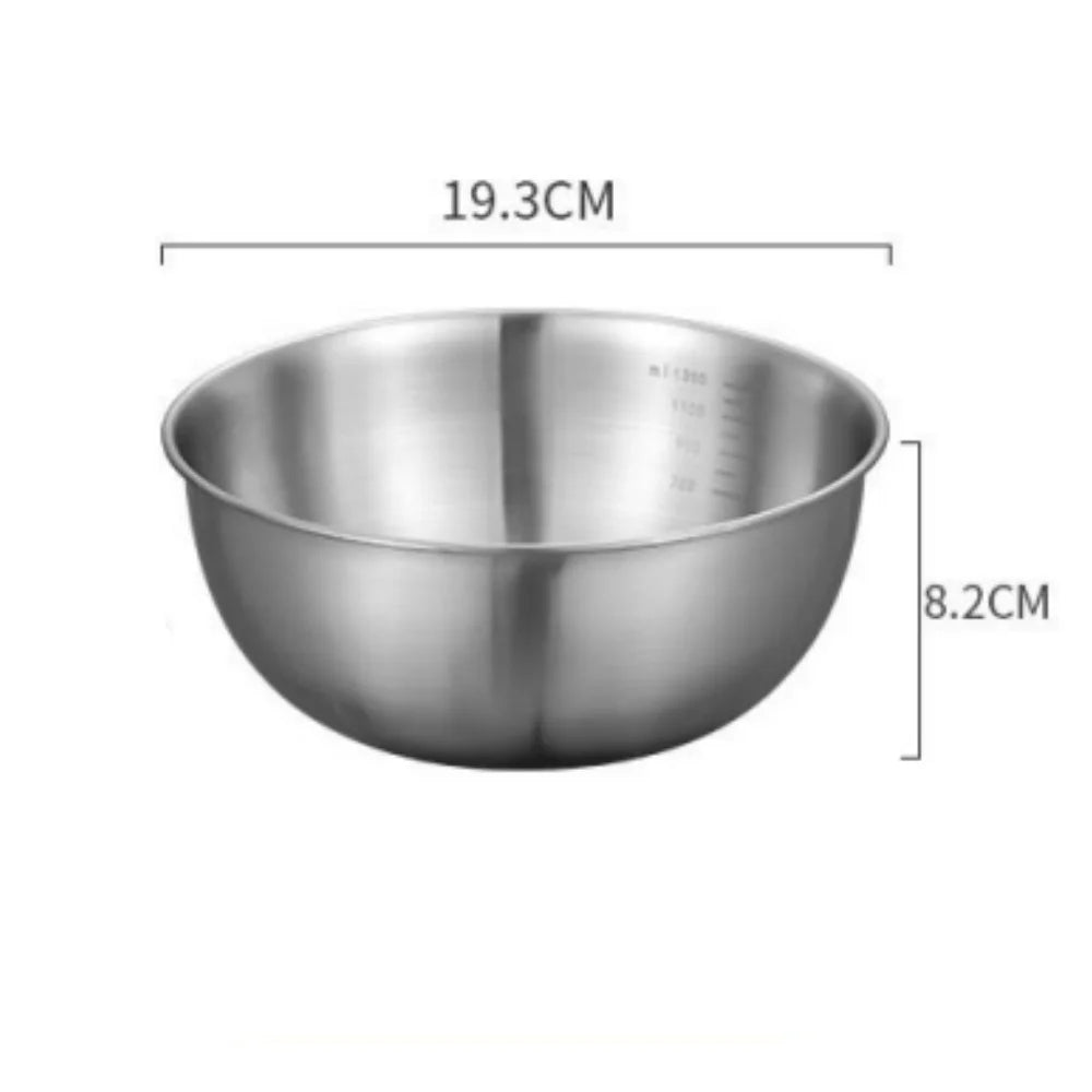 Juego de cuencos mezcladores de acero inoxidable | Gran capacidad con escala para cocinar, hornear y almacenar alimentos