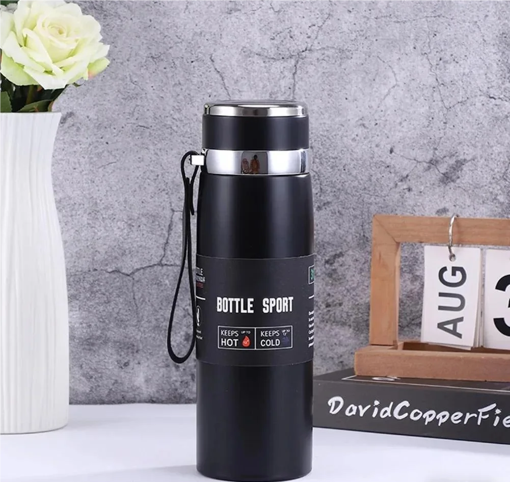 Garrafa de Água Térmica Isolada 1L – Termo de Vácuo em Aço Inoxidável para Bebidas Quentes e Frias