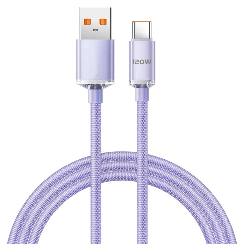Cable de carga rápida USB-C de 120 W | Trenzado de Tipo C a Tipo C y Tipo A