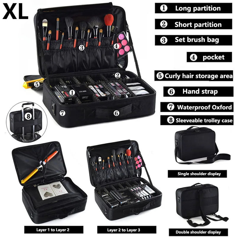GlamCase – Organizador Profissional de Maquilhagem de Grande Capacidade