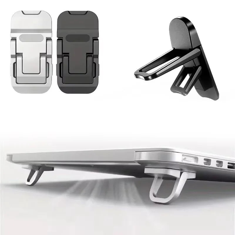 Mini soporte plegable para portátil | Elevador invisible autoadhesivo con 2 ángulos – Paquete de 2