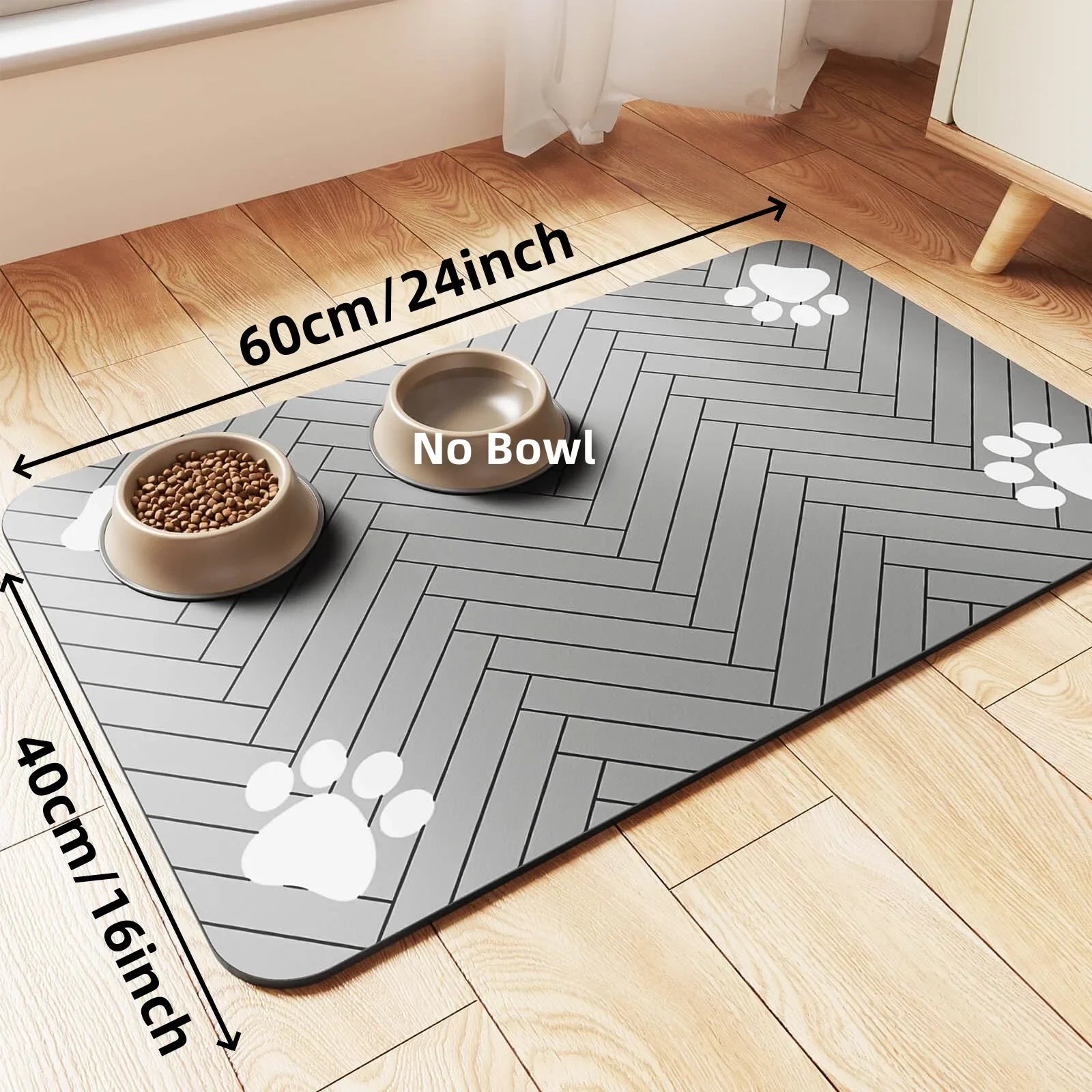 Alfombrilla absorbente para comederos de mascotas | Individual antideslizante e impermeable para cuencos de comida y agua de gatos y perros