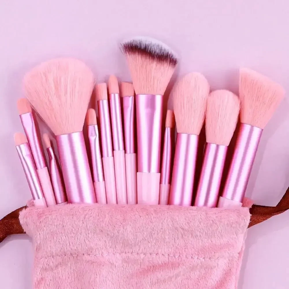 Juego de 13 brochas de maquillaje profesionales — Brochas para base, sombra de ojos, Kabuki y difuminar con bolsa de almacenamiento