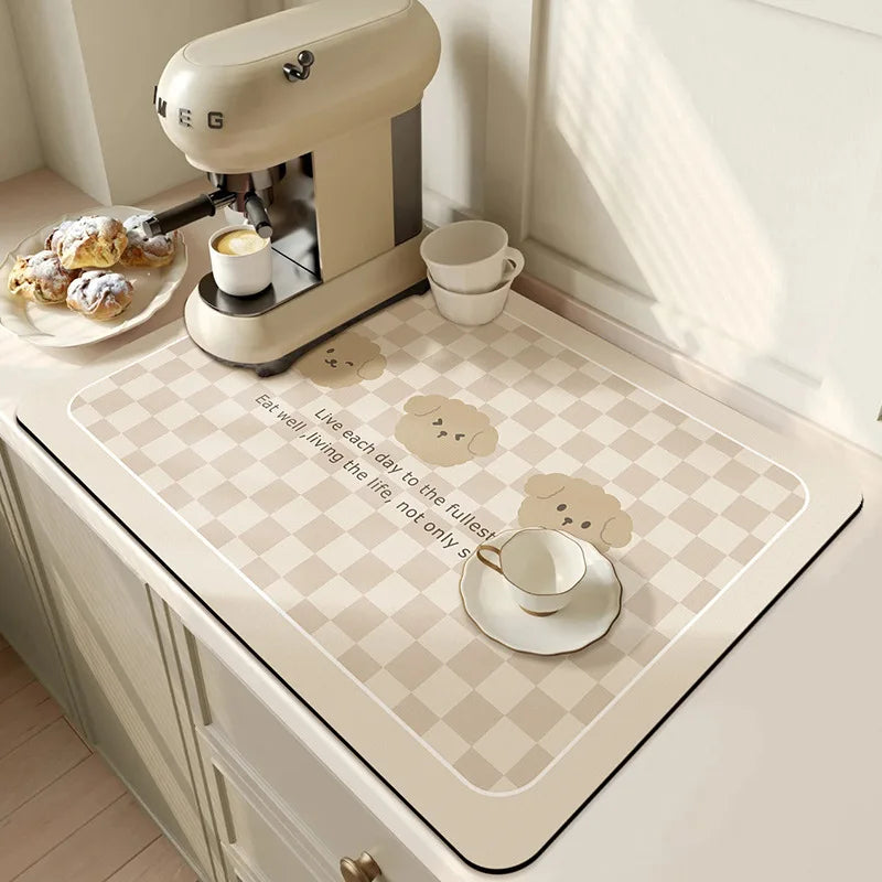Alfombrilla Absorbente para Drenaje de Cocina y Baño | Alfombrilla Antideslizante para Secar Platos