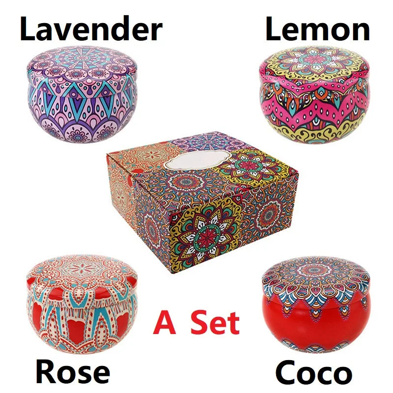 Velas aromáticas de cera de soja – Caja de regalo de metal | Paquete de 1 o 4