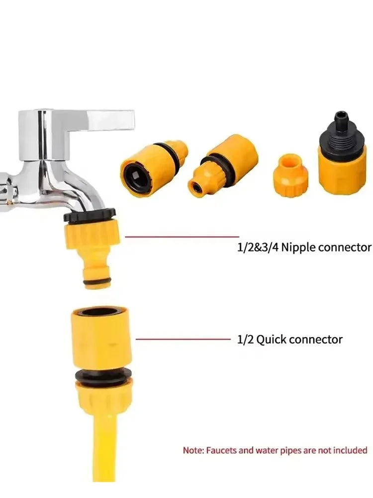 Juego de Conectores Rápidos para Manguera de Jardín – 10 pzas, Adaptador para Grifo de 1/2'' y 3/4''