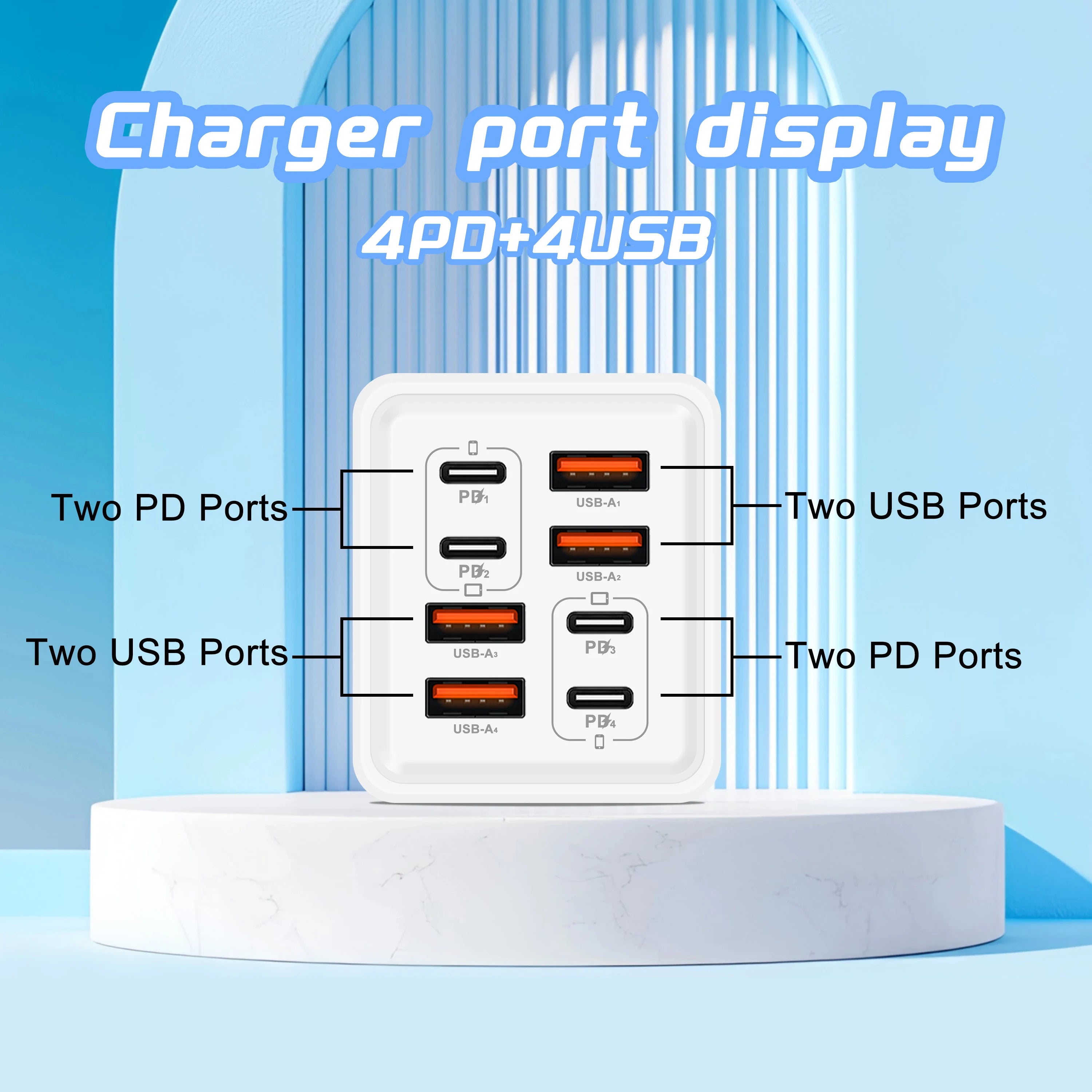 240W GaN 8-in-1 Fast Charger | USB-C & USB-A Wall Adapter