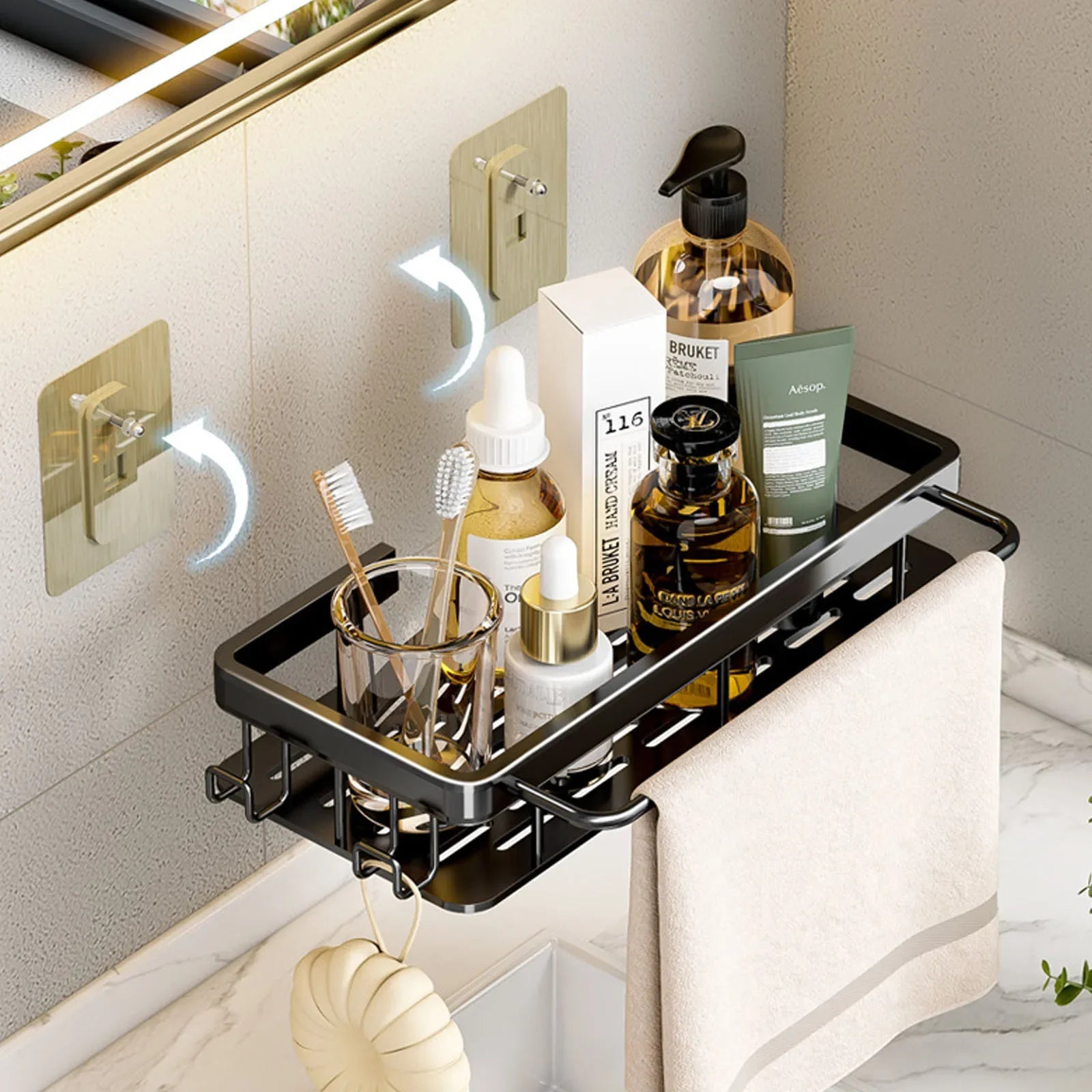 ShelfUp – Estante de esquina de aluminio para ducha y baño sin perforaciones