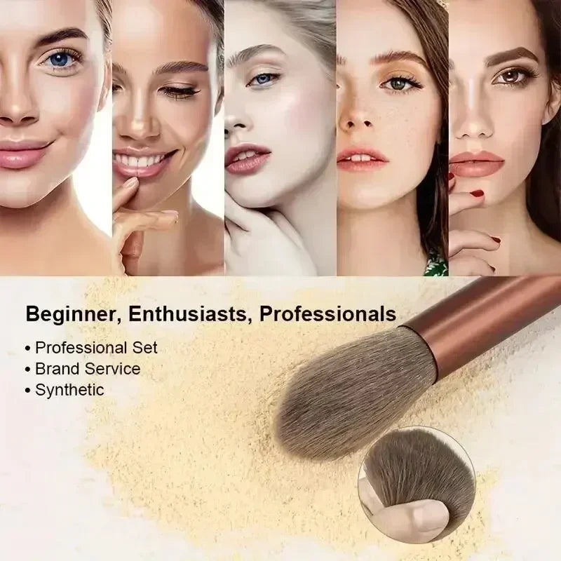 Juego de 13 brochas de maquillaje profesionales — Brochas para base, sombra de ojos, Kabuki y difuminar con bolsa de almacenamiento