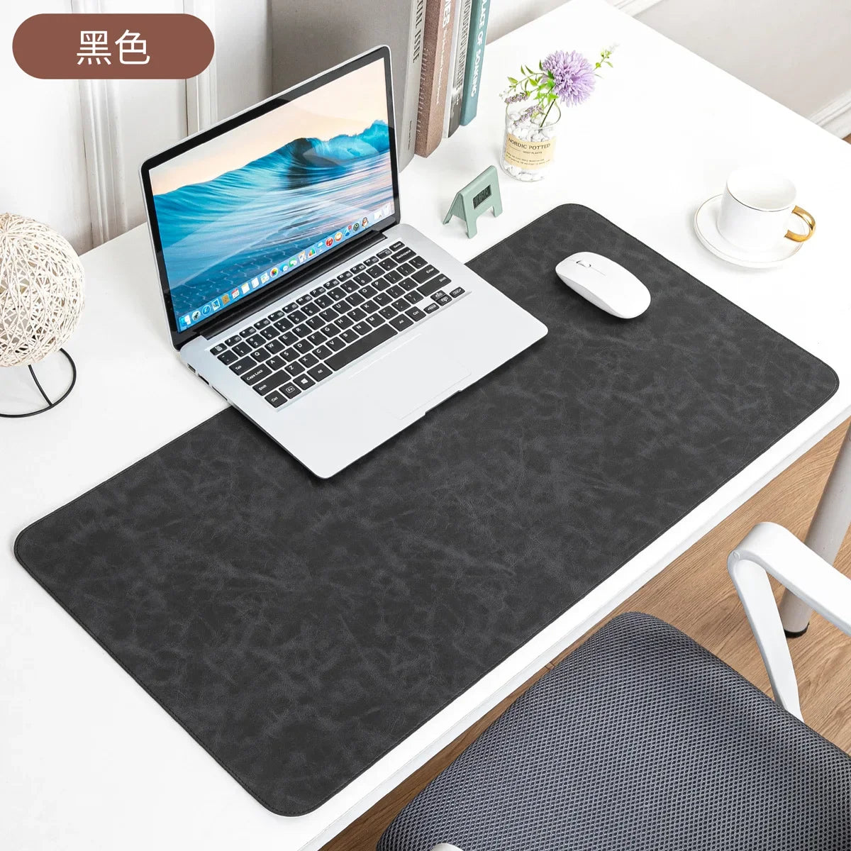 Alfombrilla de escritorio de cuero PU impermeable – Alfombrilla grande antideslizante para ratón y teclado