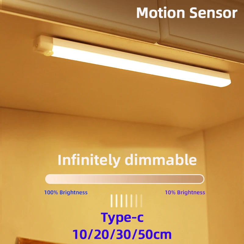 Luz LED para Armário com Sensor de Movimento — Recarregável por USB-C