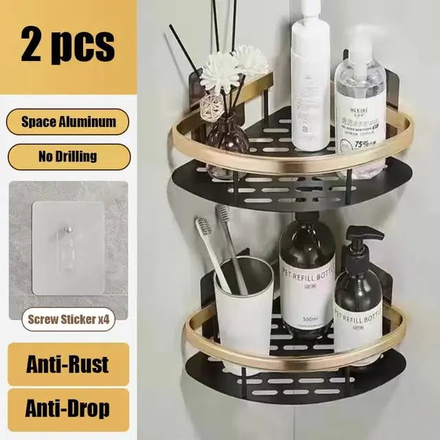 ShelfUp – Estante de esquina de aluminio para ducha y baño sin perforaciones