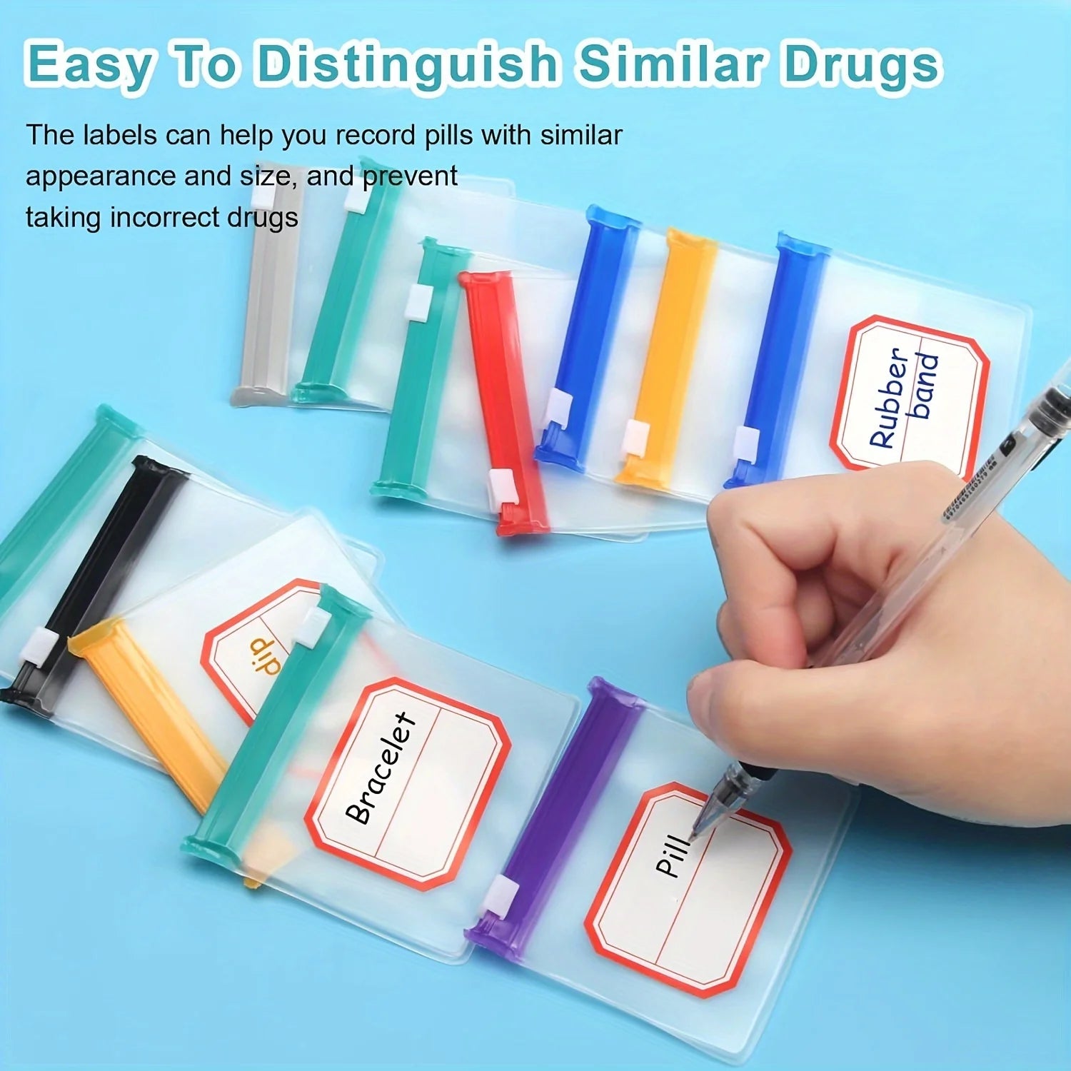 PillPouch 7 – Sacos Reutilizáveis com Fecho de Correr para Organizar Comprimidos e Medicamentos