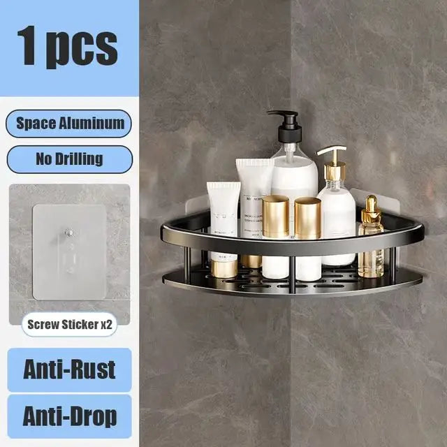 ShelfUp – Estante de esquina de aluminio para ducha y baño sin perforaciones