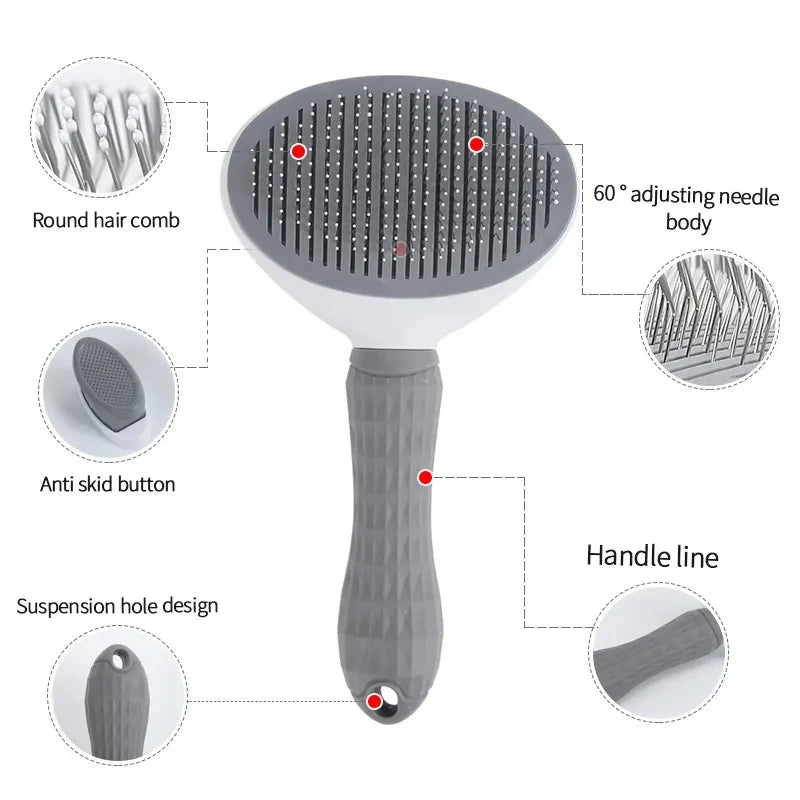 GroomBrush – Cepillo Slicker de limpieza automática para eliminar el pelo de mascotas