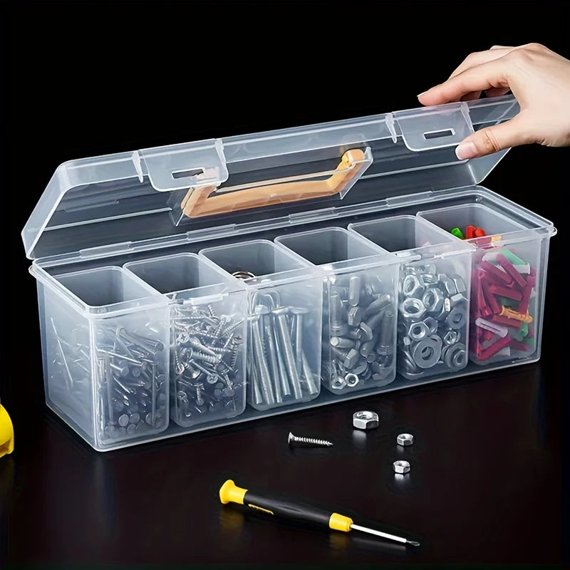 Caja de Almacenamiento Transparente para Piezas de Herramientas – Organizador Multicompartimento de 1 o 7 Piezas para Tornillos, Ferretería y Accesorios