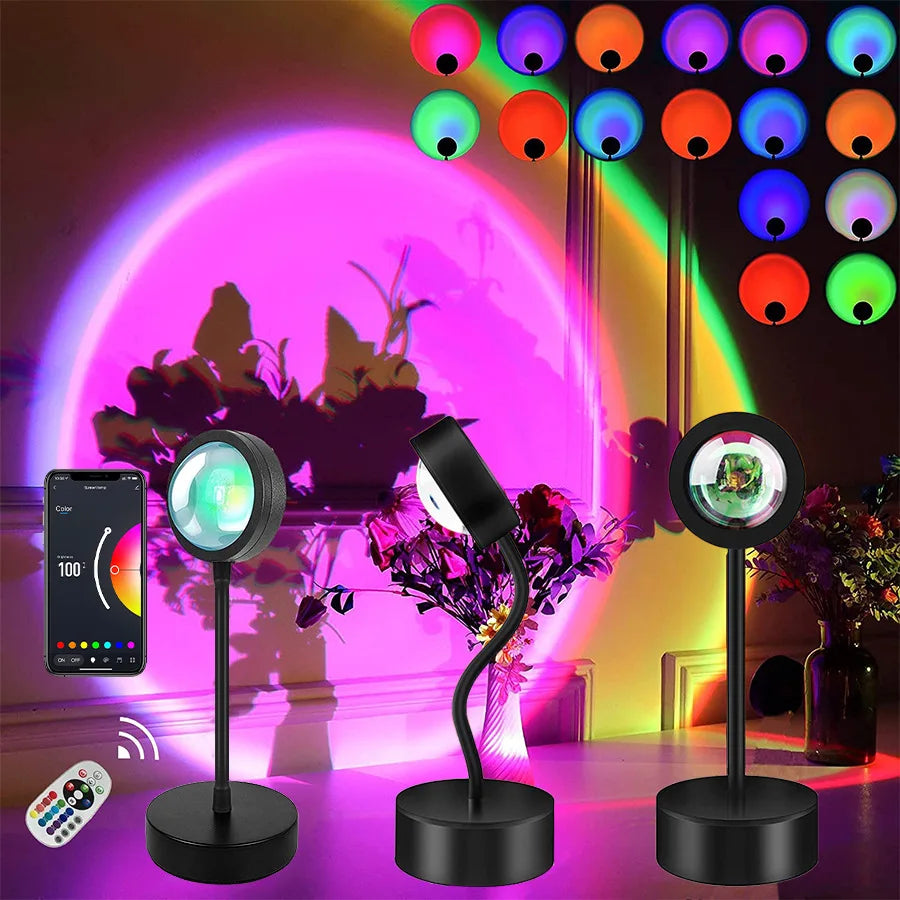 SunsetGlow – Proyector de Lámpara LED Inteligente Efecto Atardecer