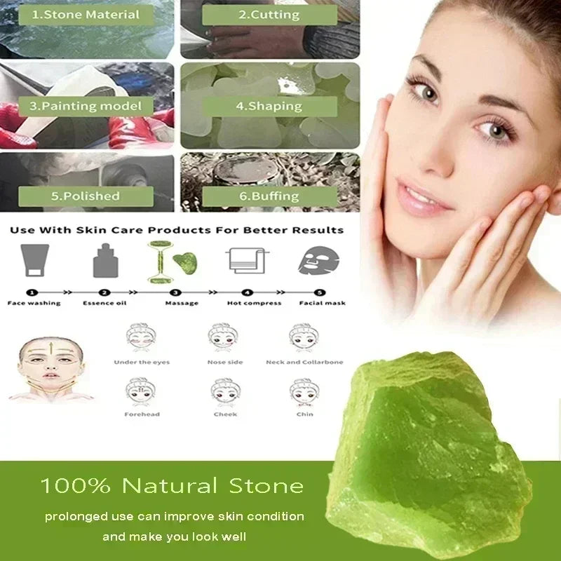 GlowRoller – Conjunto de Jade Gua Sha e Rolo Facial Natural