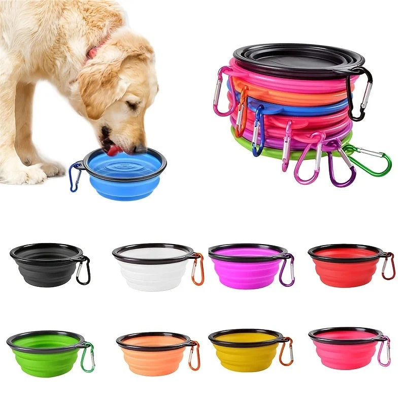Cuenco de viaje plegable para mascotas | Cuenco portátil de silicona para comida y agua para gatos y perros
