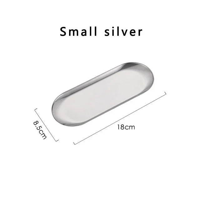 Tabuleiro de Servir Oval em Aço Inoxidável | Dourado e Prateado