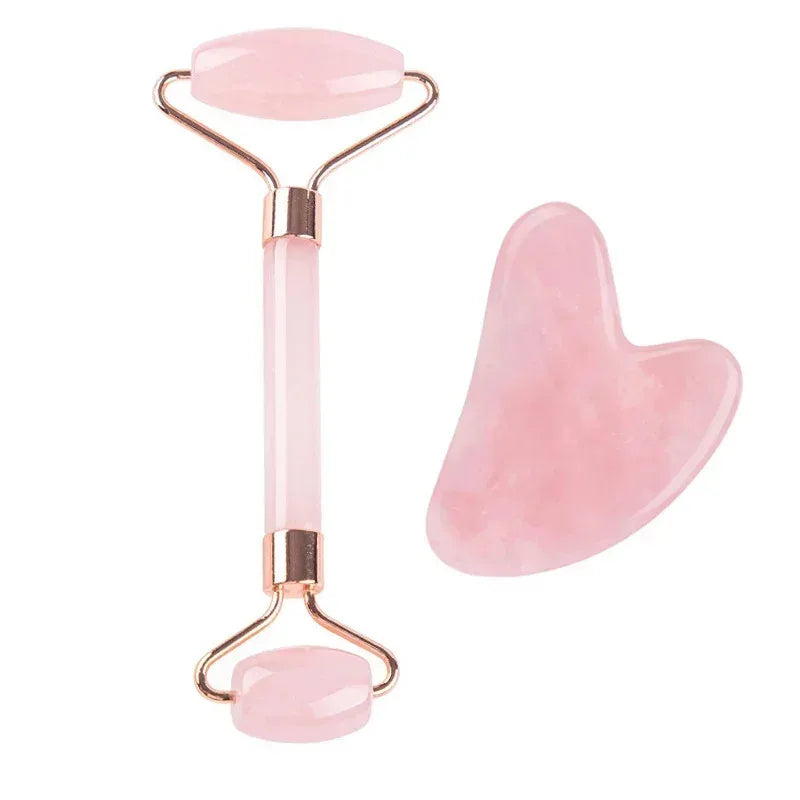 GlowRoller – Juego de Gua Sha y Rodillo Facial de Jade Natural