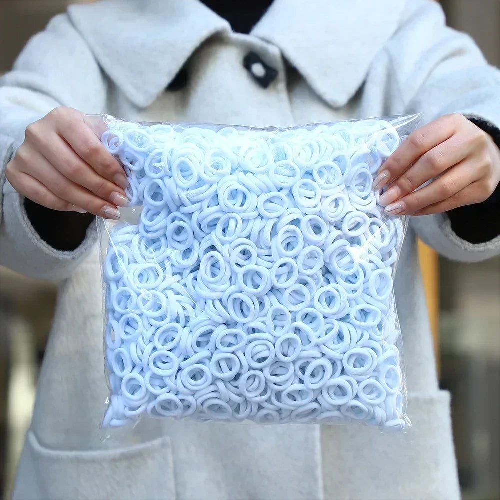 50Pcs/bag Colorful Basic Nylon Ealstic Hair Ties for Girls Ponytail Hold Scrunchie Rubber Band Kid Fashion Hair Accessories