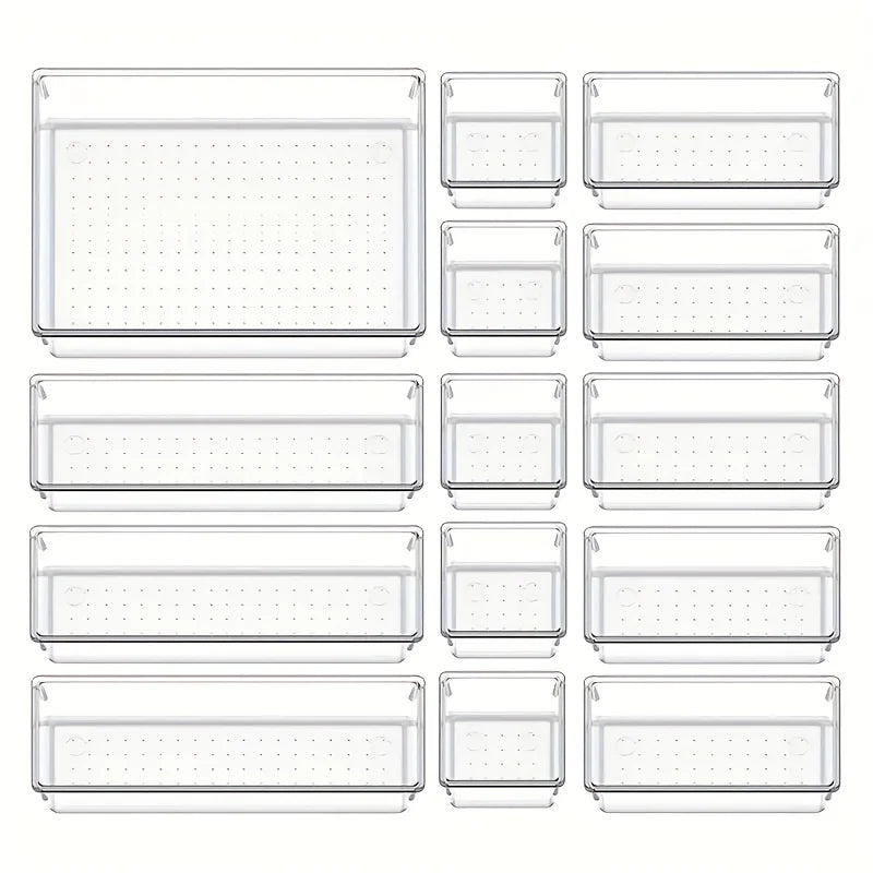 Conjunto de Gavetas 10 – Conjunto de 10 Organizadores de Gavetas em Plástico Transparente