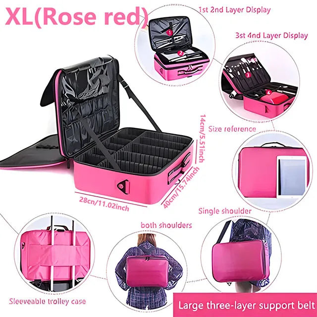 GlamCase – Organizador Profissional de Maquilhagem de Grande Capacidade