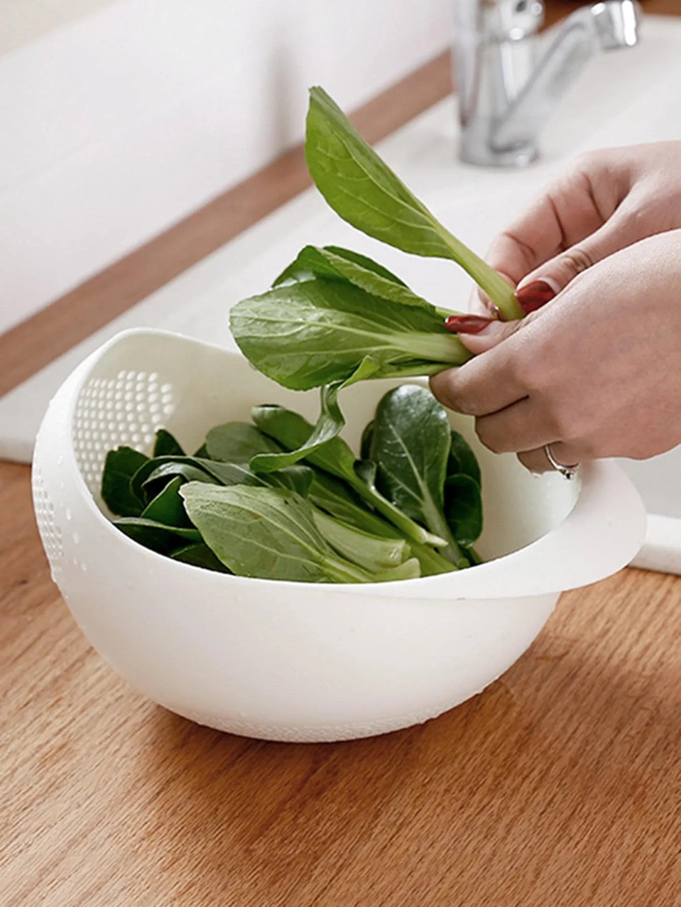 Cesto de Drenagem para Cozinha com Pegas | Escorredor para Lavar Arroz, Fruta e Legumes