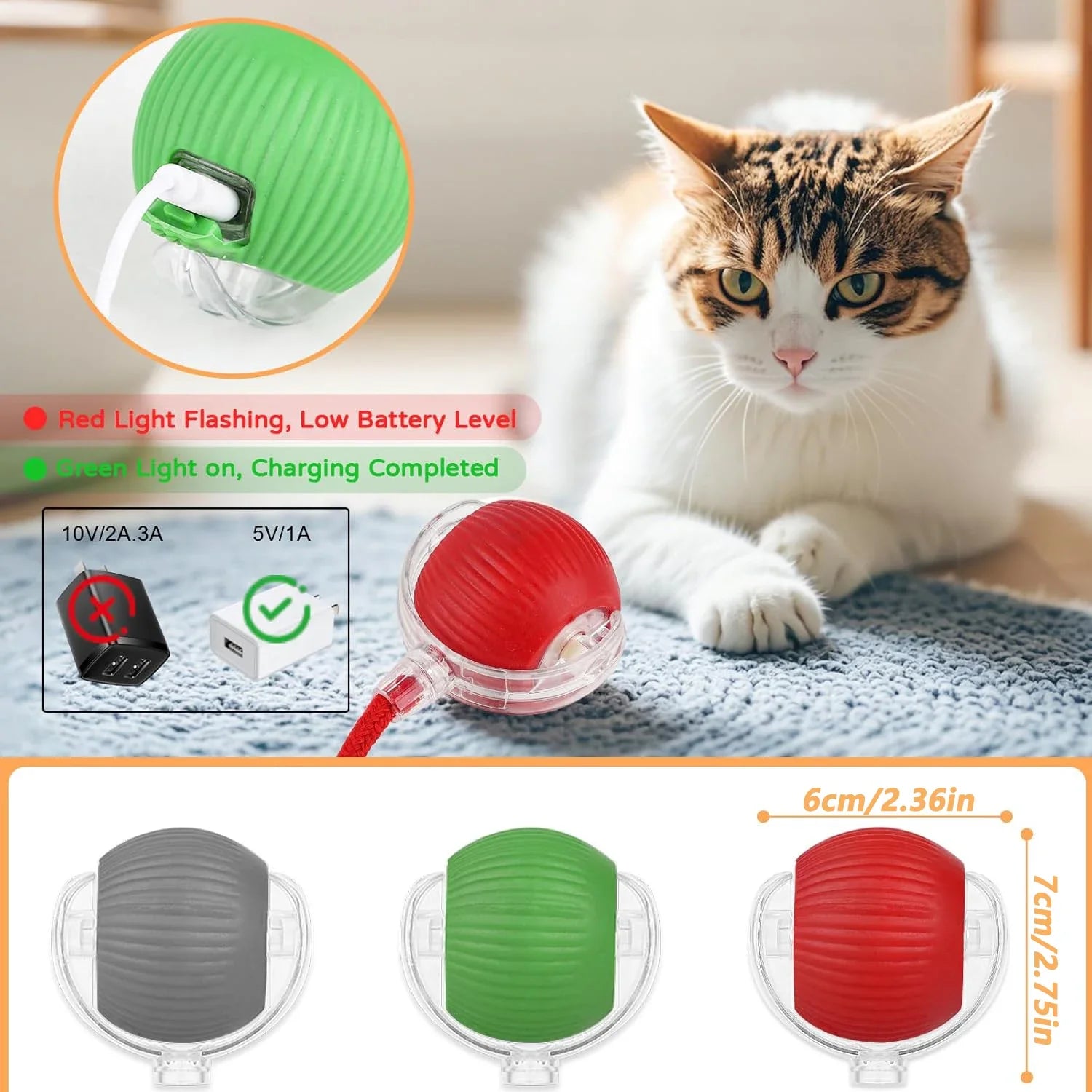 PawBall – Juguete interactivo automático con forma de pelota rodante para gatos y perros