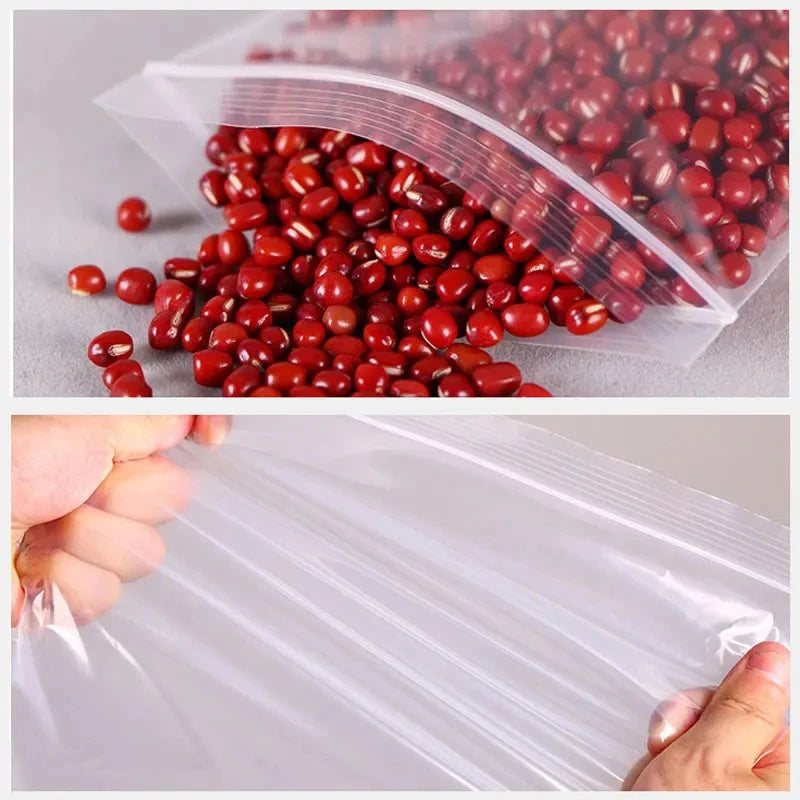 ZipBag 100 – Sacos Plásticos Transparentes Reutilizáveis (Pacote com 100)