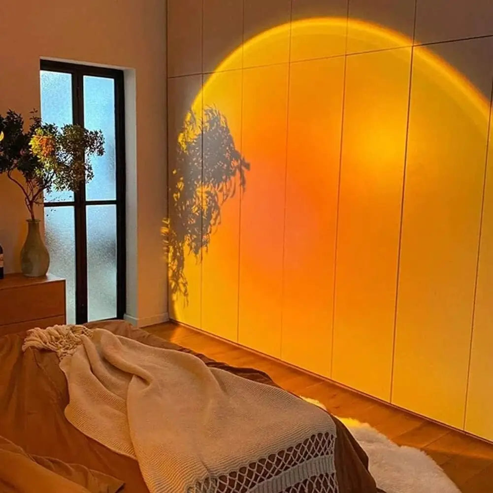 Candeeiro de Projeção Pôr do Sol — Luz Noturna de Ambiente USB para Decoração de Casa