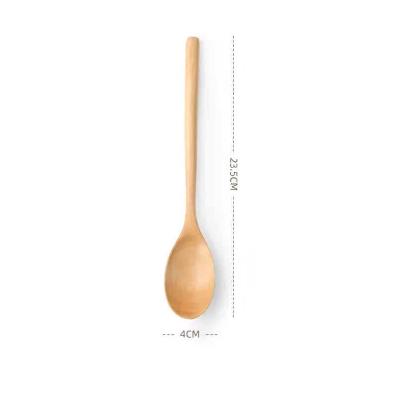 Juego de cucharas de madera natural — Utensilios de cocina y comedor