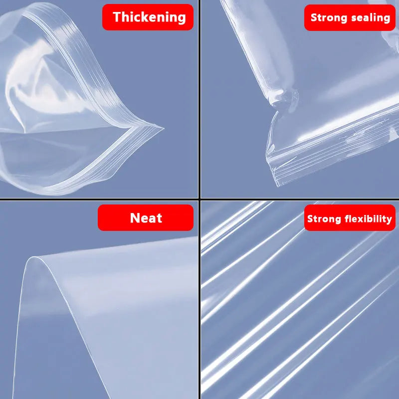 ZipBag 100 – Sacos Plásticos Transparentes Reutilizáveis (Pacote com 100)
