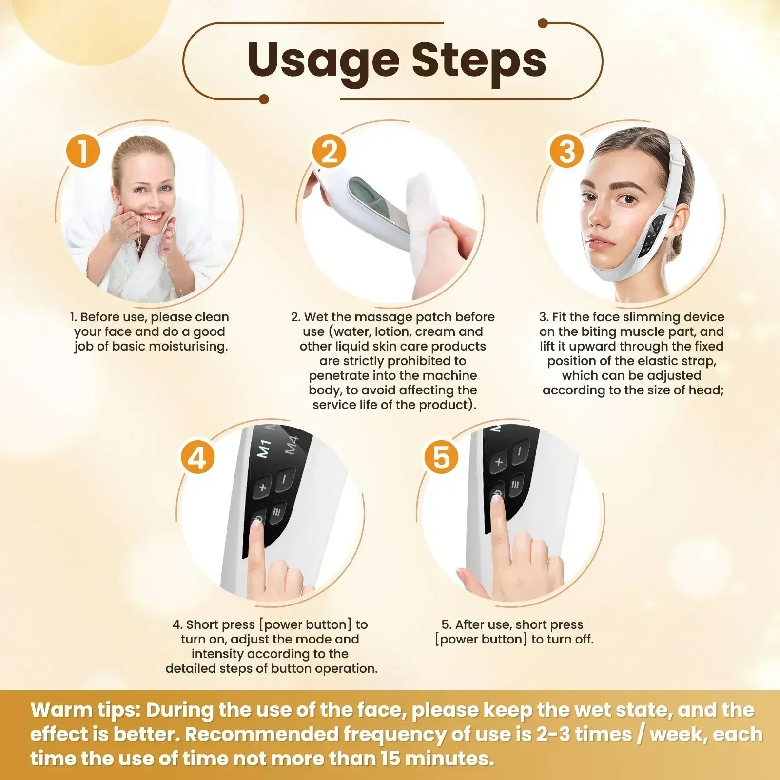 Dispositivo de Elevação Facial EMS V – 6 Modos, 8 Níveis, Massajador Facial de Microcorrente