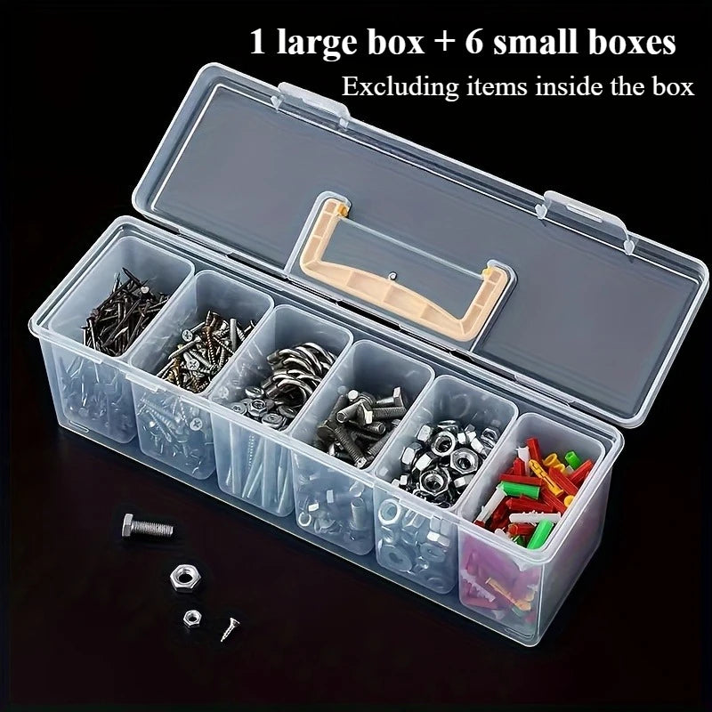 Caja de Almacenamiento Transparente para Piezas de Herramientas – Organizador Multicompartimento de 1 o 7 Piezas para Tornillos, Ferretería y Accesorios