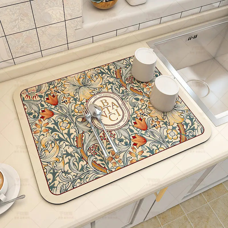 Alfombrilla Absorbente para Drenaje de Cocina y Baño | Alfombrilla Antideslizante para Secar Platos