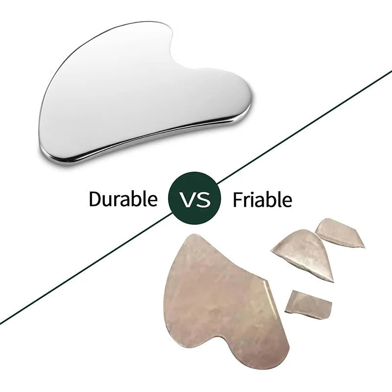 Masajeador facial Gua Sha de acero inoxidable | Herramienta para raspar la cara, el cuello y el cuerpo