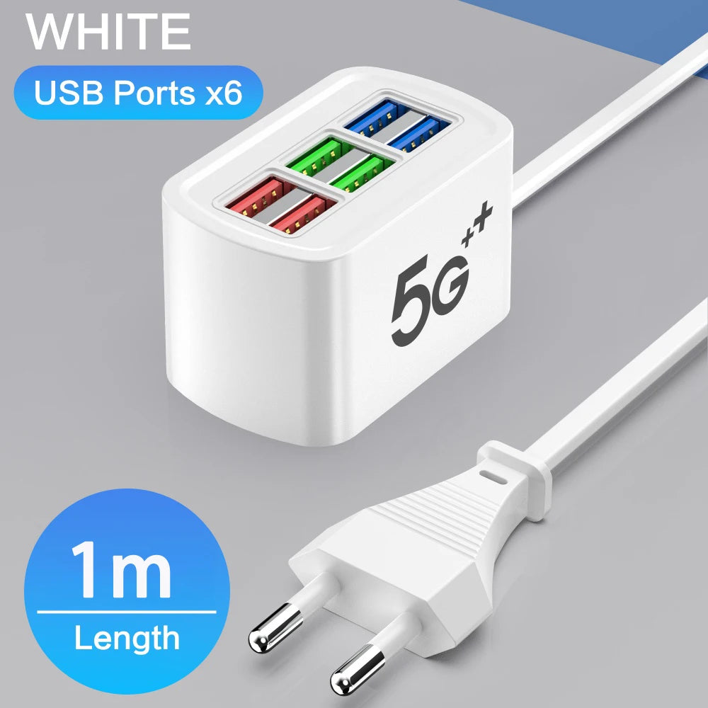 PowerHub 6 – Estação de Carregamento Rápido USB 6 em 1