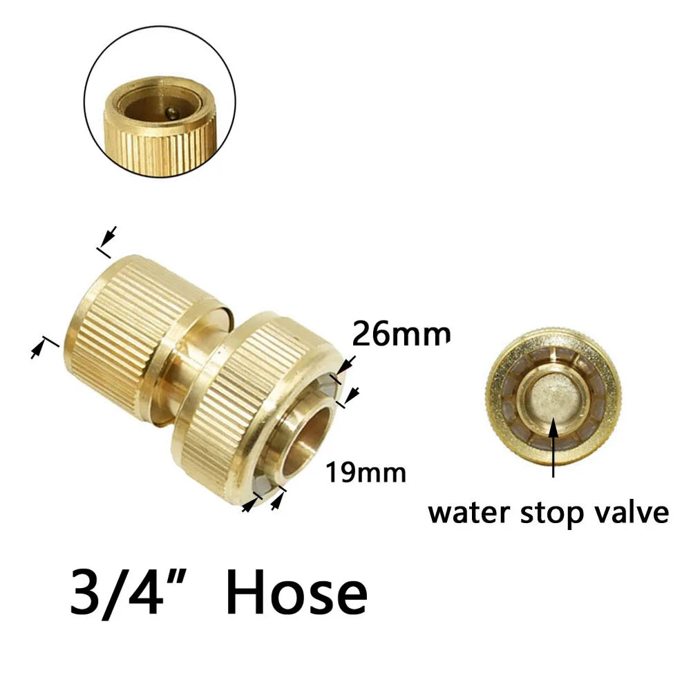 Conector rápido de latón para manguera de jardín | Rosca de 1/2", 3/4", 5/8" | Acoplamientos macho y hembra