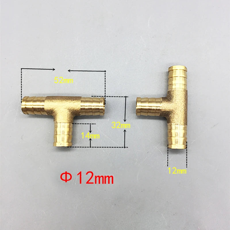 Conector de manguera de latón en forma de T de 3 vías – 4 mm a 19 mm