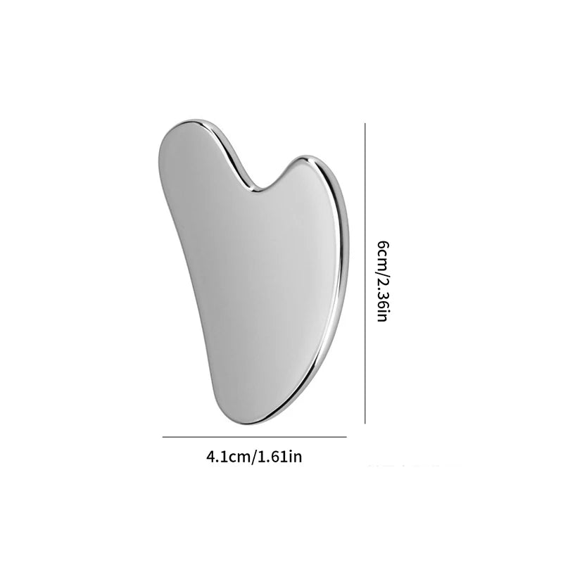 Massageador Facial Gua Sha em Aço Inoxidável | Ferramenta de Raspagem para Rosto, Pescoço e Corpo