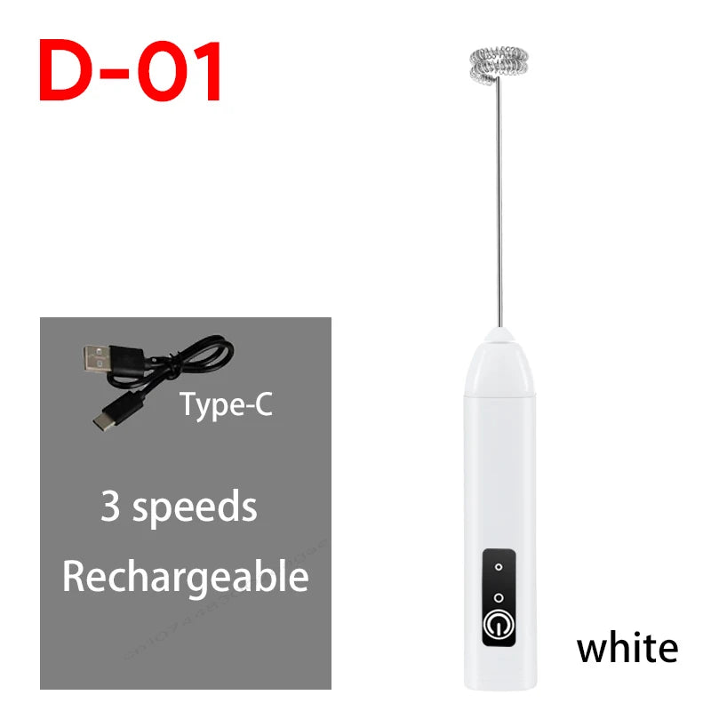 Espumador de leche y batidor de huevos eléctrico — Inalámbrico, recargable por USB-C, 3 velocidades