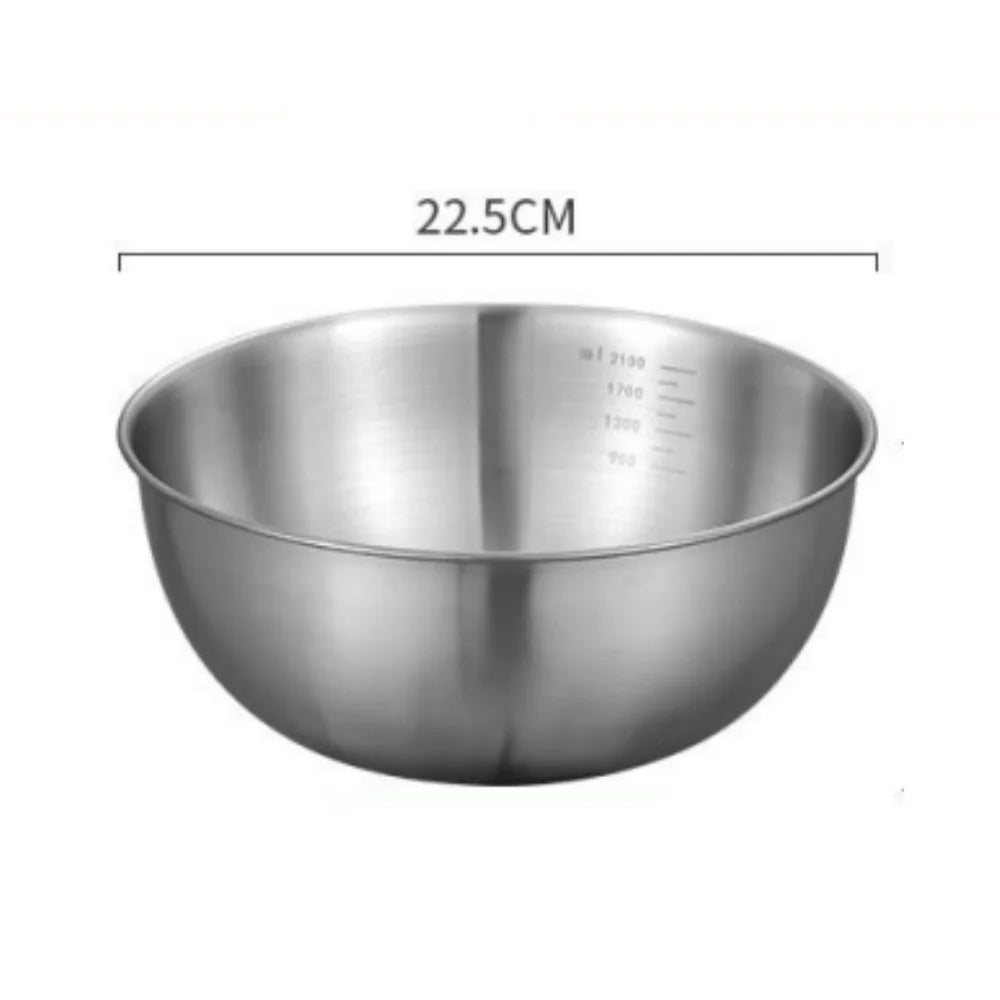 Juego de cuencos mezcladores de acero inoxidable | Gran capacidad con escala para cocinar, hornear y almacenar alimentos