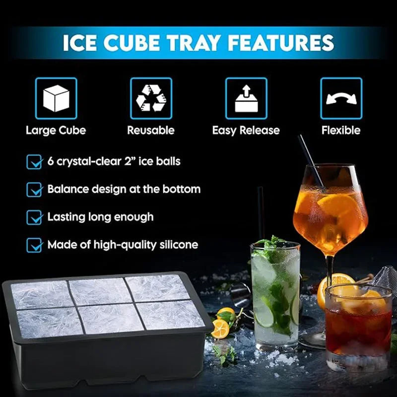 IceMega – Tabuleiro Grande de Silicone para Cubos de Gelo