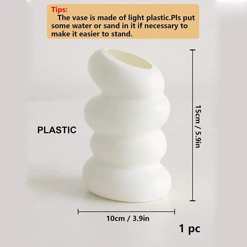 Vaso Espiral Nórdico | Recipiente de Plástico para Arranjo Floral