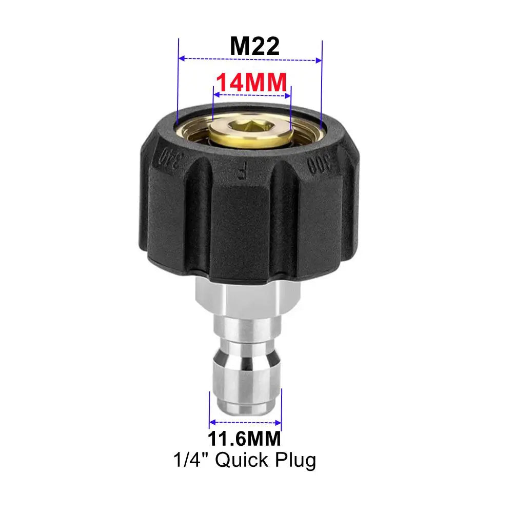 Conjunto de Adaptadores para Máquina de Pressão | M22 14mm e 15mm para Conetor Rápido de 1/4" | Giratório e Conjunto Completo
