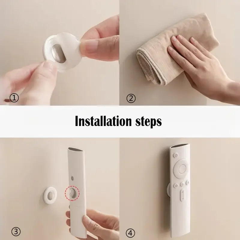 Magnetic Remote Holder | No-Drill Wall Mount | Set of 3 | White