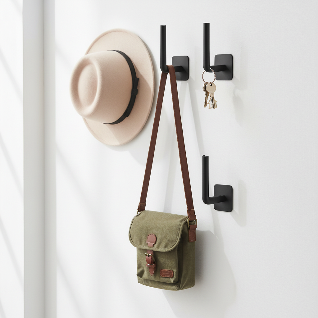 Adhesive Wall Hooks Black – Real Inspired